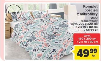 Carrefour Komplet pościeli mikrofibra 220 x 200 + 2 70 80 cm faro oferta