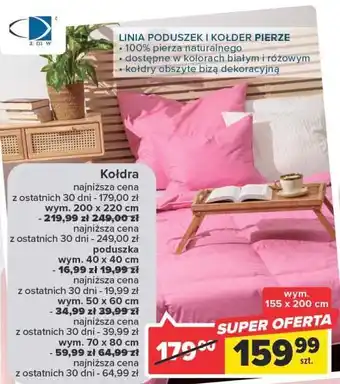 Carrefour Poduszka z pierza naturalnego 40 x cm amw oferta