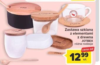 Carrefour Zastawa szklana z elementami drewna czarna jotbex oferta
