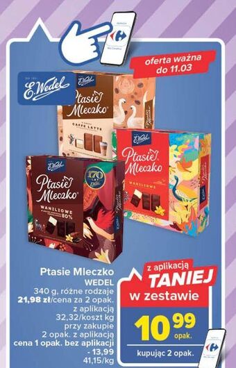 Carrefour Czekoladki waniliowe w mocno gorzkiej czekoladzie e. wedel ptasie mleczko oferta