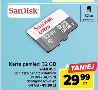 Carrefour Karta pamięci micro sd 32 gb sandisk oferta