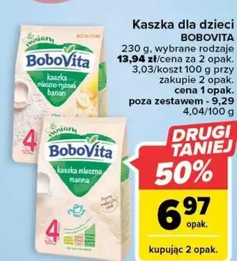 Carrefour Kaszka mleczno-ryżowa z bananami bobovita oferta
