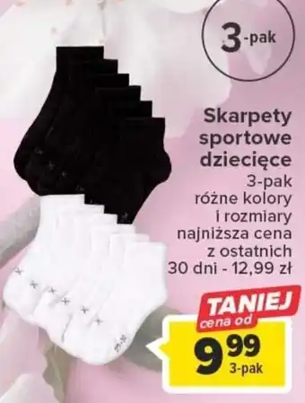 Carrefour Skarpety sportowe dziecięce 3pak oferta
