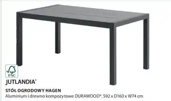 JYSK Jutlandia Stół ogrodowy Hagen S92 x D160 x W74 cm oferta