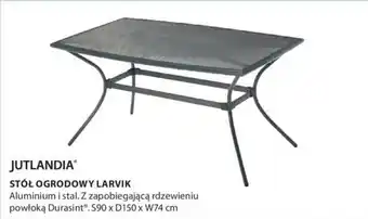 JYSK Jutlandia Stół ogrodowy Larvik S90 x D150 x W74 cm oferta