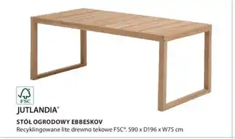 JYSK Jutlandia Stół Ogrodowy Ebbeskov S90 x D196 x W75 cm oferta