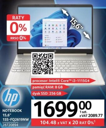 Selgros HP Notebook 15,6" 15S-FQ2619NW oferta