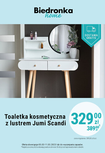 Toaletka kosmetyczna z lustrem Jumi Scandi