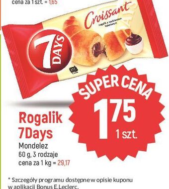 E.Leclerc Croissant z nadzieniem o smaku kakaowym 7 days oferta