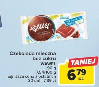 Carrefour Czekolada mleczna bez dodatku cukru wawel oferta