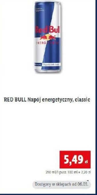 Lidl Red Bull Napój energetyczny classic 250ml oferta
