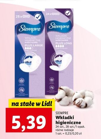 Lidl Wkładki higieniczne large plus siempre oferta
