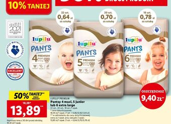 Lidl Pieluchomajtki 4 maxi lupilu pants premium oferta