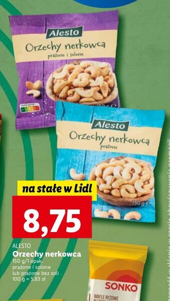 Lidl Orzechy nerkowca bez soli alesto oferta