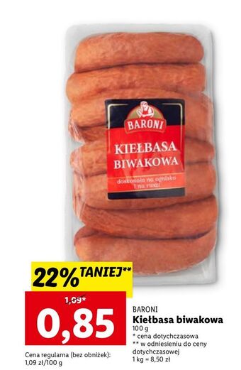 Lidl Kiełbasa biwakowa baroni oferta