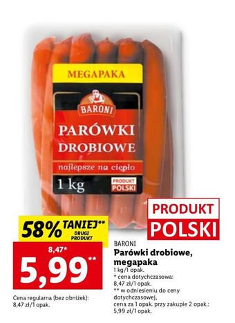 Lidl Parówki drobiowe baroni oferta