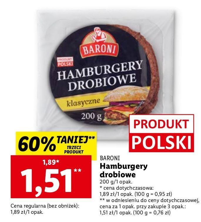 Promocja Hamburger drobiowy classic baroni w Lidl