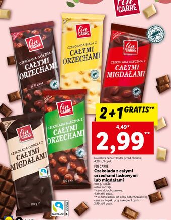 Lidl Czekolada gorzka z całymi orzechami laskowymi fin carre oferta