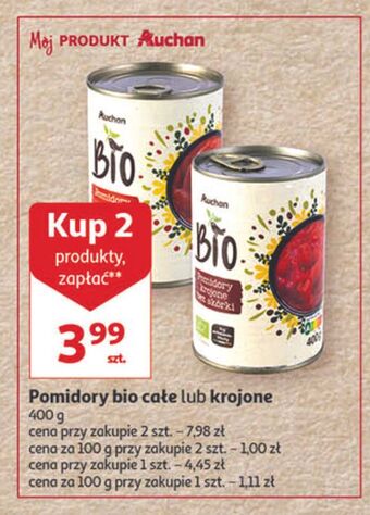 Auchan Pomidory krojone bez skórki bio auchan różnorodne (logo czerwone) oferta