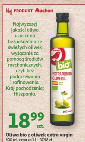 Auchan Oliwa z oliwek extra virgin auchan bio oferta