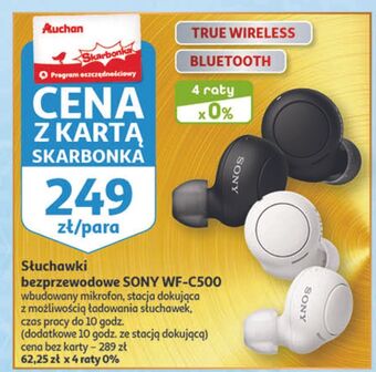Auchan Słuchawki douszne wf-c500 czarne sony oferta