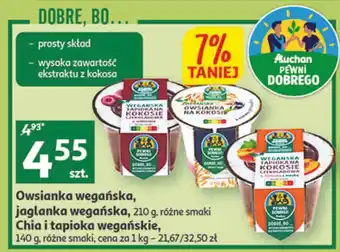 Auchan Deser wegańska tapioka na kokosie z morelą i miętą auchan pewni dobrego oferta