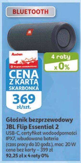 Auchan Głośnik bezprzewodowy flip essential 2 jbl oferta