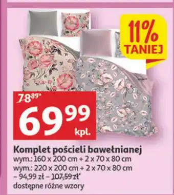 Auchan Komplet pościeli bawełnianej 220 x 200 cm + 2 70 80 oferta