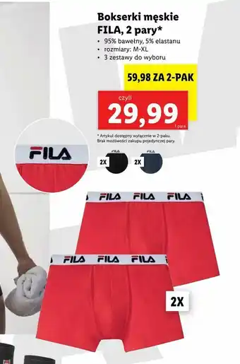 Lidl Bokserki męskie FILA, 2 pary oferta