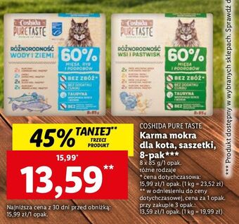 Lidl Karma dla kota różnorodność wsi i pastwisk coshida pure taste oferta