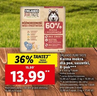 Lidl Pasztet mięsny 2 x kurczak i wołowina + drób jagnięcina orlando pure taste oferta