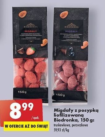 Biedronka Migdały z posypką truskawkową biedronka oferta