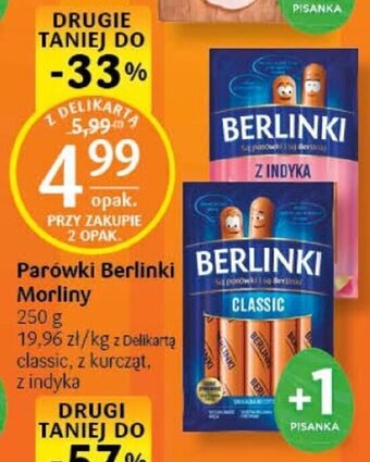 Delikatesy Centrum Morliny Parówki Berlinki 250 g oferta