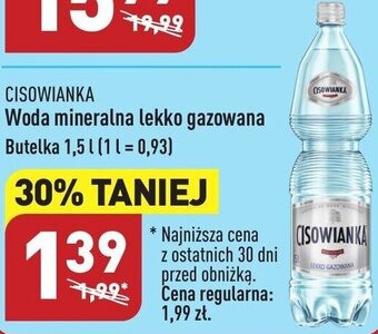 ALDI Cisowianka Woda mineralna lekko gazowana 1,5l oferta