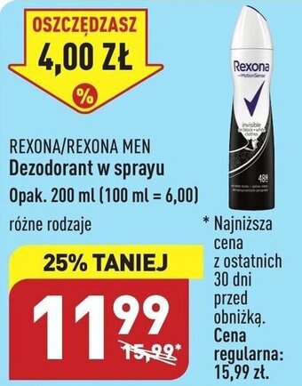 ALDI Rexona Dezodorant w sprayu 200ml oferta