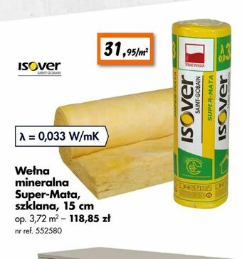 Bricoman Wełna mineralna Super-Mata, szklana, 15 cm oferta