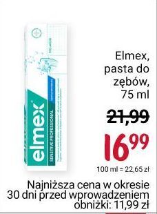 Rossmann Pasta do zębów z aminofluorkiem elmex sensitive oferta