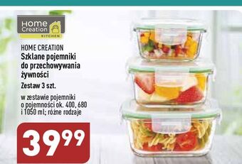 ALDI Pojemniki szklane 400 ml + 680 1.05 l home creation oferta