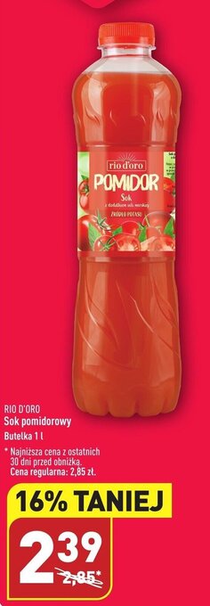 ALDI Rio D'Oro Sok pomidorowy 1l oferta