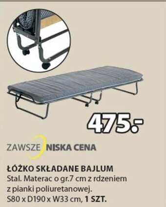 JYSK Łóżko składane Bajlum S80xD190xW33cm oferta