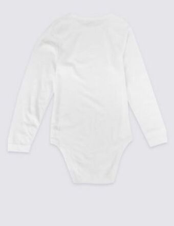 Flat seams pure cotton long sleeve bodysuit (3-16 yrs)