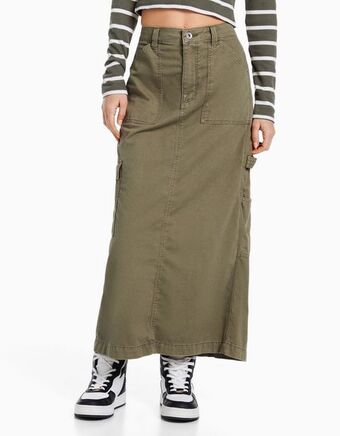 Bershka Bawełniana spódnica midi carpenter oferta