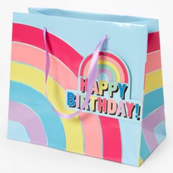 Claire's Happy birthday rainbow gift bag - medium oferta