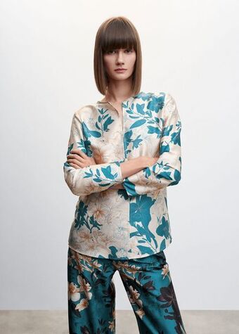 MANGO Satynowa bluzka w kwiaty oferta