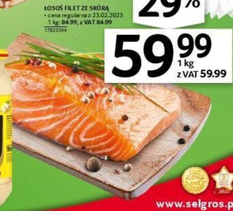 Selgros Łosoś filet ze skórą 1kg oferta