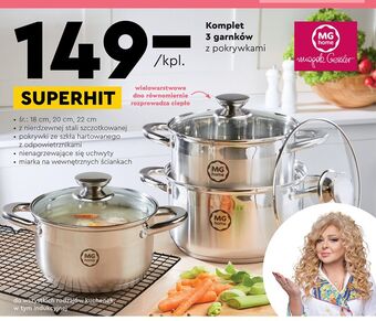 Biedronka Komplet garnków z pokrywami 18 cm + 20 22 mg home oferta