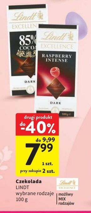 Intermarche Czekolada dark raspberry intense lindt excellence oferta