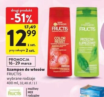 Intermarche Szampon garnier fructis przeciwłupieżowy 2w1 oferta
