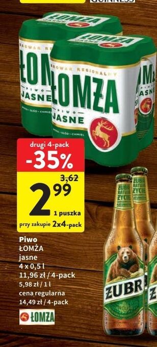 Intermarche Piwo łomża jasne (dawniej export) oferta