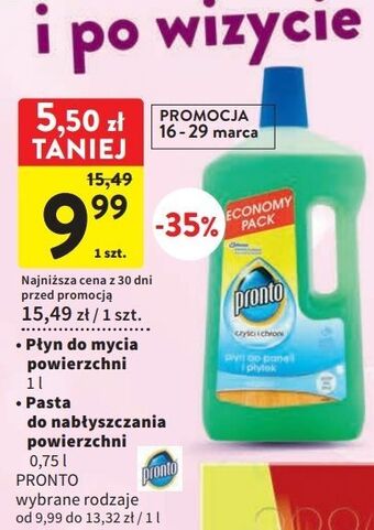 Intermarche Płyn do paneli i płytek pronto czyści i chroni drewno oferta